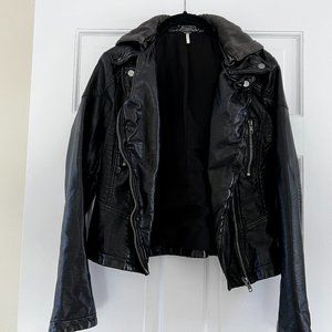 Free People Vegan Leather Jacket with Hood